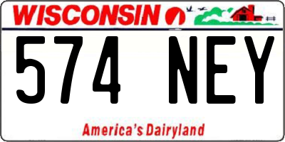 WI license plate 574NEY