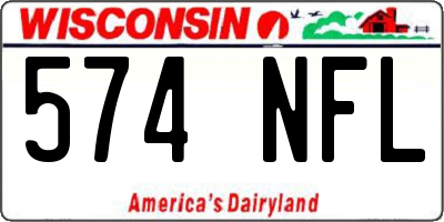 WI license plate 574NFL