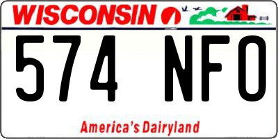 WI license plate 574NFO