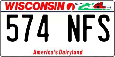 WI license plate 574NFS