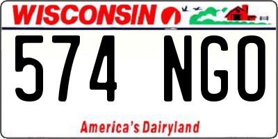 WI license plate 574NGO
