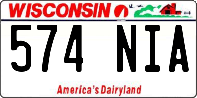 WI license plate 574NIA