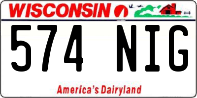 WI license plate 574NIG