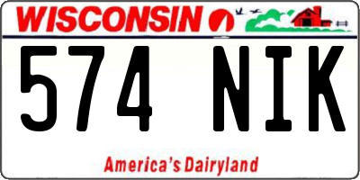 WI license plate 574NIK