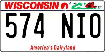 WI license plate 574NIO