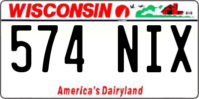 WI license plate 574NIX