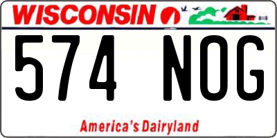 WI license plate 574NOG