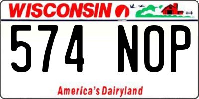 WI license plate 574NOP
