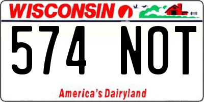 WI license plate 574NOT