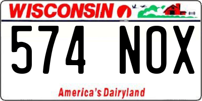 WI license plate 574NOX