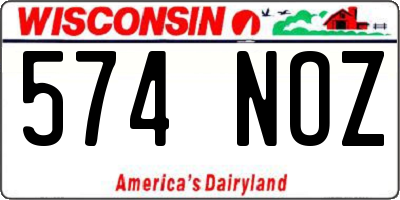 WI license plate 574NOZ