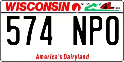 WI license plate 574NPO