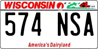 WI license plate 574NSA