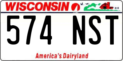 WI license plate 574NST