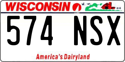 WI license plate 574NSX