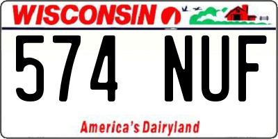 WI license plate 574NUF