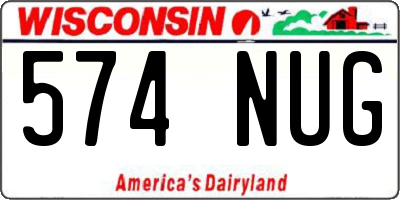 WI license plate 574NUG