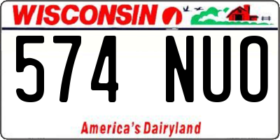 WI license plate 574NUO