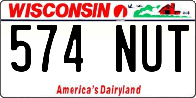 WI license plate 574NUT