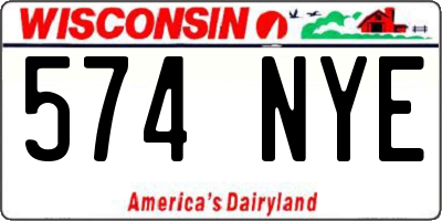 WI license plate 574NYE