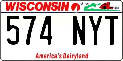 WI license plate 574NYT