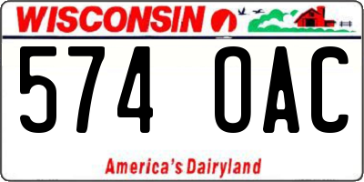 WI license plate 574OAC