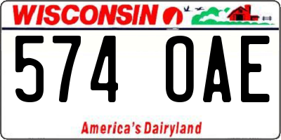 WI license plate 574OAE