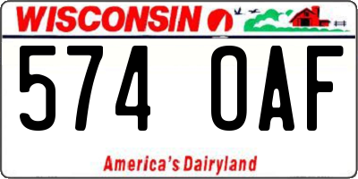 WI license plate 574OAF