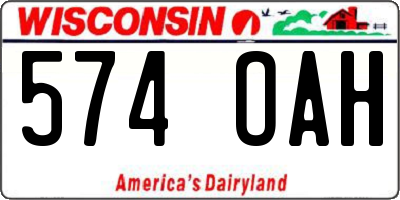 WI license plate 574OAH