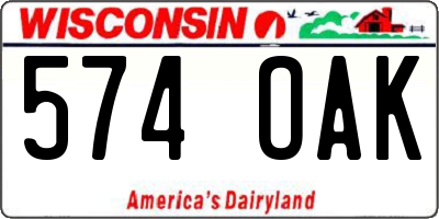 WI license plate 574OAK