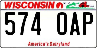 WI license plate 574OAP