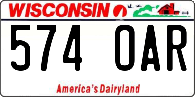 WI license plate 574OAR