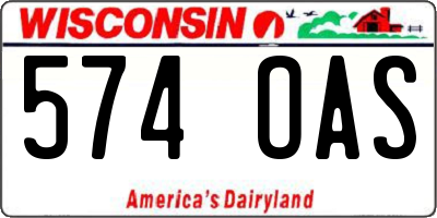WI license plate 574OAS