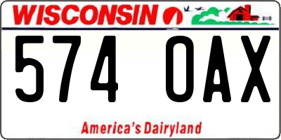 WI license plate 574OAX