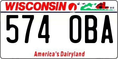 WI license plate 574OBA