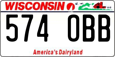 WI license plate 574OBB