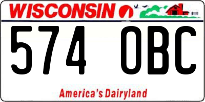 WI license plate 574OBC