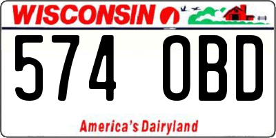 WI license plate 574OBD