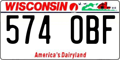 WI license plate 574OBF