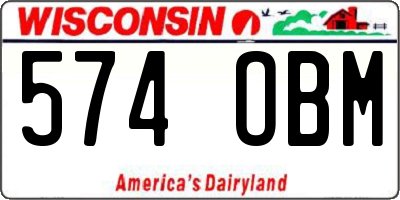WI license plate 574OBM
