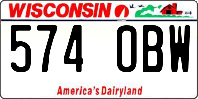 WI license plate 574OBW
