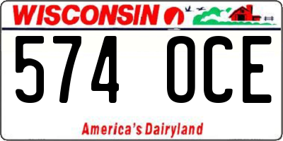 WI license plate 574OCE