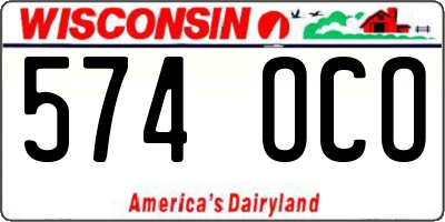 WI license plate 574OCO