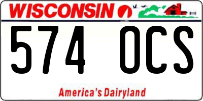 WI license plate 574OCS