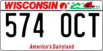 WI license plate 574OCT