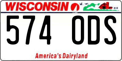 WI license plate 574ODS