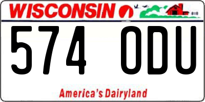 WI license plate 574ODU