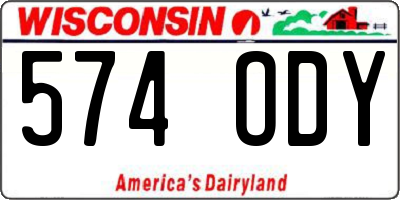 WI license plate 574ODY