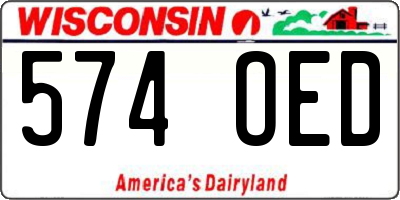 WI license plate 574OED
