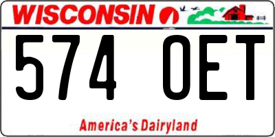 WI license plate 574OET